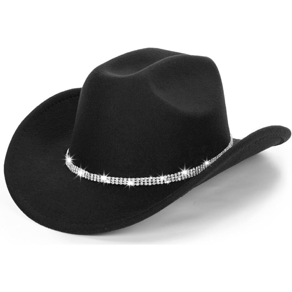 Felt Western Cowboy Hat Unisex Adjustable Band for Outdoor Dress Up